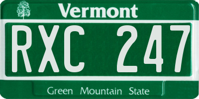VT license plate RXC247