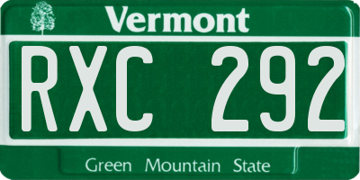 VT license plate RXC292