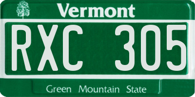 VT license plate RXC305