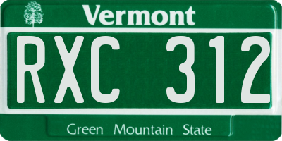 VT license plate RXC312