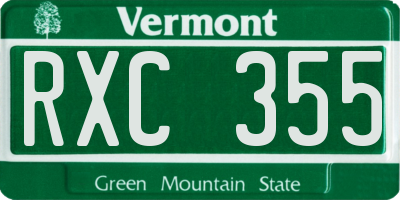 VT license plate RXC355
