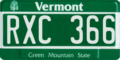 VT license plate RXC366