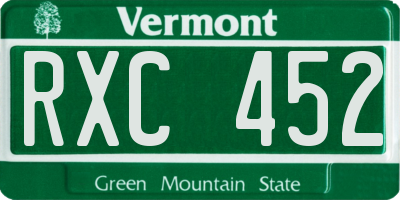 VT license plate RXC452