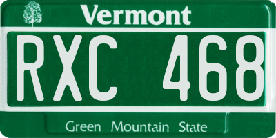 VT license plate RXC468
