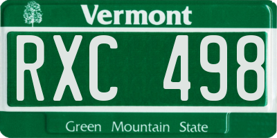 VT license plate RXC498