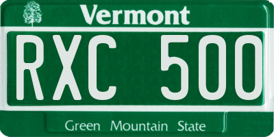 VT license plate RXC500