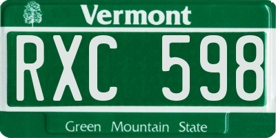 VT license plate RXC598