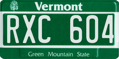 VT license plate RXC604