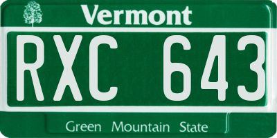VT license plate RXC643