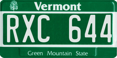 VT license plate RXC644