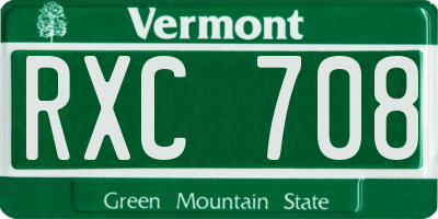 VT license plate RXC708