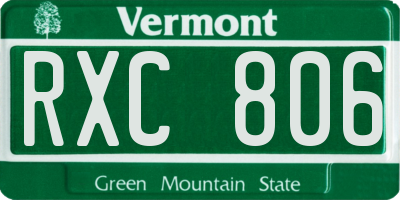VT license plate RXC806