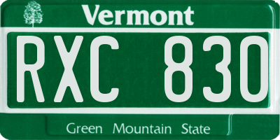 VT license plate RXC830