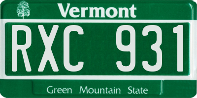 VT license plate RXC931