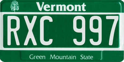 VT license plate RXC997