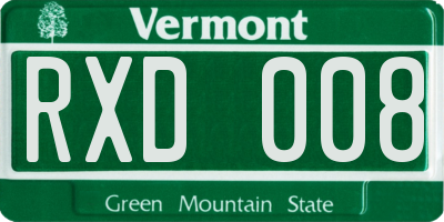 VT license plate RXD008