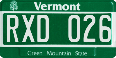 VT license plate RXD026