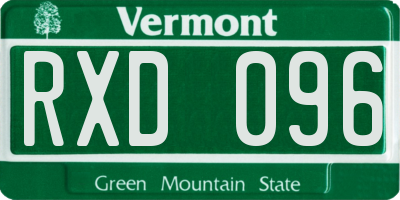 VT license plate RXD096