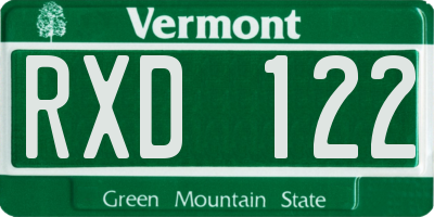 VT license plate RXD122
