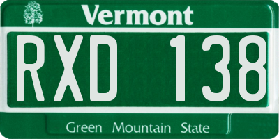 VT license plate RXD138