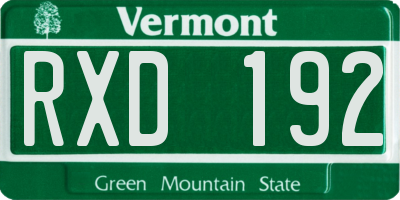 VT license plate RXD192