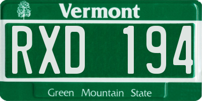 VT license plate RXD194