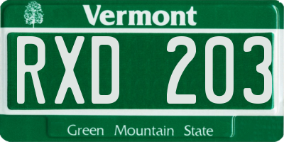 VT license plate RXD203