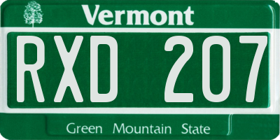 VT license plate RXD207