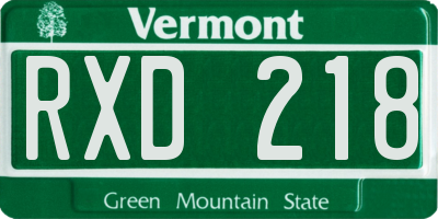 VT license plate RXD218