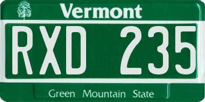 VT license plate RXD235
