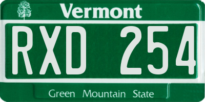 VT license plate RXD254