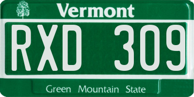 VT license plate RXD309