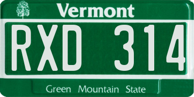 VT license plate RXD314