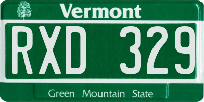 VT license plate RXD329
