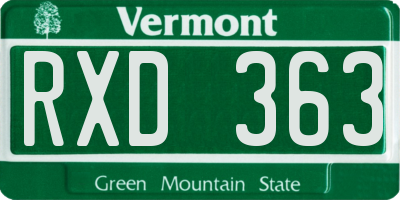 VT license plate RXD363