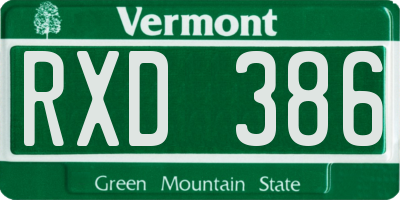 VT license plate RXD386