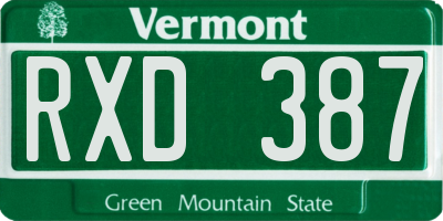 VT license plate RXD387