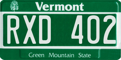 VT license plate RXD402