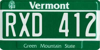 VT license plate RXD412