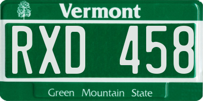 VT license plate RXD458