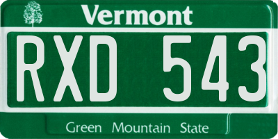 VT license plate RXD543