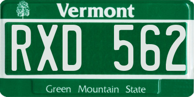 VT license plate RXD562