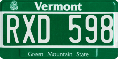 VT license plate RXD598