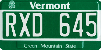 VT license plate RXD645