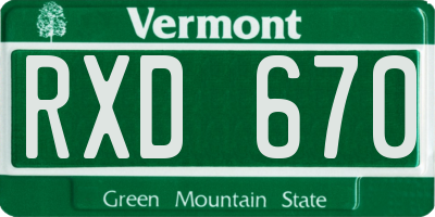 VT license plate RXD670