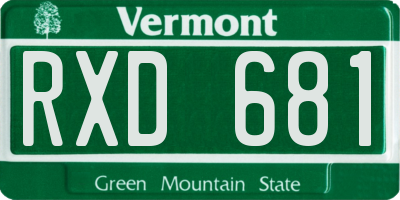 VT license plate RXD681