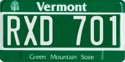 VT license plate RXD701