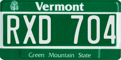VT license plate RXD704