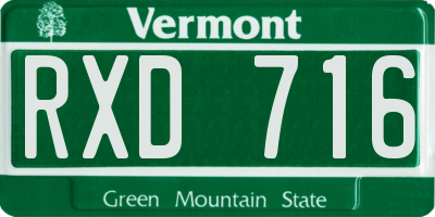 VT license plate RXD716