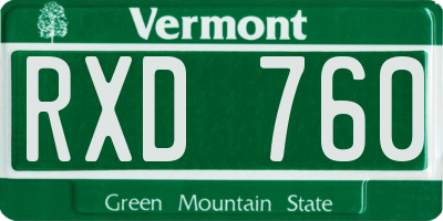 VT license plate RXD760